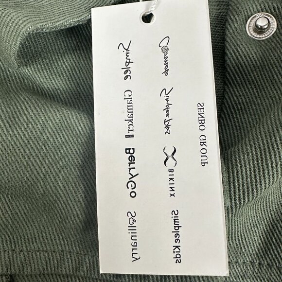 Simplee Womens Cropped Jacket With Leopard Print Sleeves Size M Green - Picture 5 of 9
